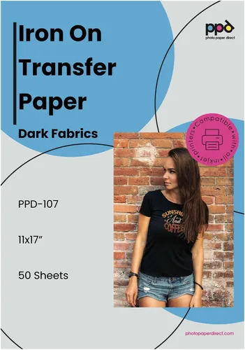 Vista 16 de PPD - Papel de transferencia térmica para camisetas de color oscuro para impresora de inyección de tinta, LTR, paquete de 5 hojas de 8.5 x 11
