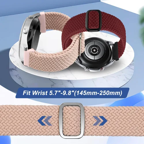 Vista 4 de 2 Pack 22mm Quick Release Braided Bands Compatible with Garmin Vivoactive 4 45mm, Forerunner 570 47mm/255/265, Adjustable Band for Amazfit Bip 6/5