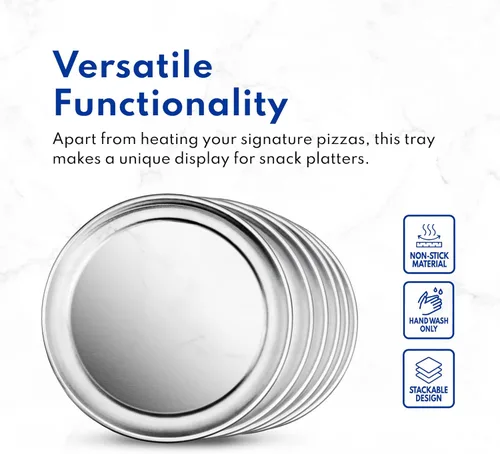 Vista 8 de New Star Foodservice 50868 Bandeja/Sartén para pizza, con borde ancho, de aluminio, 20.3 cm, paquete de 6