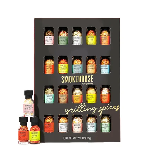 Vista 9 de Smokehouse by Thoughtfully, Gourmet Ultimate - Juego de especias para asar con envoltura de cumpleaños, incluye 20 condimentos de barbacoa