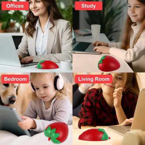 Vista 6 de Ratón inalámbrico Bluetooth con forma de fresa de fruta linda 2.4 GHz y Bluetooth 1000 DPI Ratones ópticos para computadora con receptor USB, mouse
