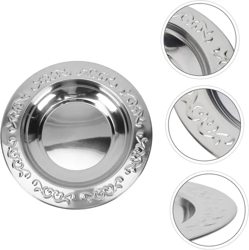 Vista 4 de HOMSFOU Plato de cangrejo de río de acero inoxidable Recipientes de alimentos de acero inoxidable para aperitivos, placa de ensalada de camping