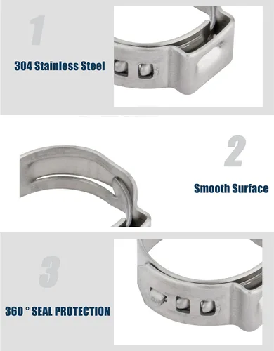 Vista 3 de ISPINNER 25pcs 304 acero inoxidable 0.406-0.504 in abrazaderas de manguera sin paso de una sola oreja