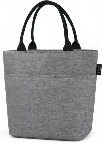 Vista 10 de Aosbos Bolsa de almuerzo, lonchera aislada para mujer, a prueba de fugas, bolsa de almuerzo para el trabajo, color negro