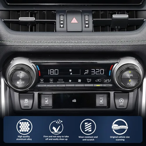 Vista 4 de Auovo Cubierta de perilla de CA compatible con accesorios Toyota RAV4 2025 2024 2023 2022 2021 2020 2019 para perilla de aire acondicionado, Negro