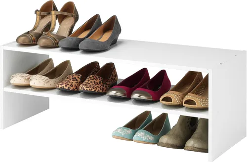 Vista 17 de Whitmor - Estante para zapatos apilable de madera con 2 estantes, nogal, 61 centímetros, paquete de 2