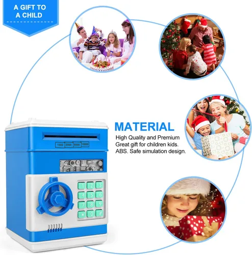 Vista 7 de Alcancía de caricatura Caja de seguridad electrónica con contraseña tipo cajero automático Para monedas, enrolla los billetes de forma automática