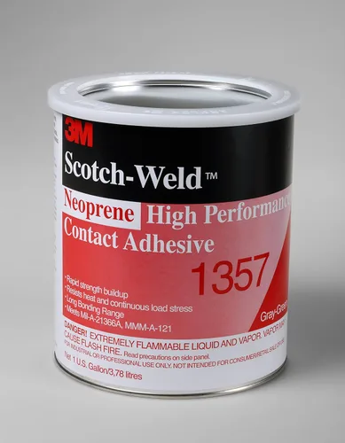 3M Adhesivo de contacto de neopreno de alto rendimiento 1357, gris-verde, lata de 1 galón