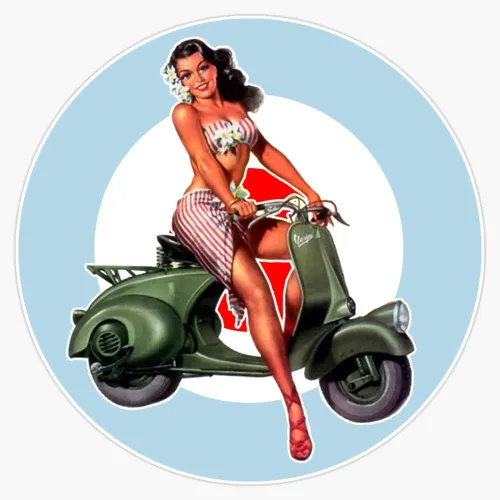 Scooter Pin-Up Girl Mod Target - Adhesivo de vinilo impermeable para coche, laptop, pared, ventana, 5 pulgadas