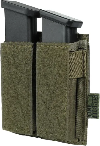 Vista 11 de OneTigris Tactical Double Pistol Mag Pouch,Open-Top Molle Mag Pouch for 9mm M4/M16/AR/AK, Magazine Pouch with Quick Release Insert