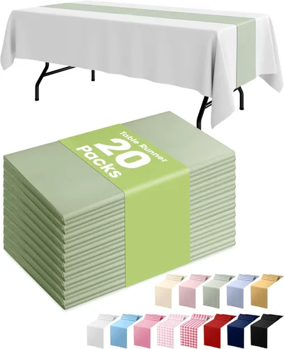 Vista 18 de Pureegg Camino de mesa de plástico negro, paquete de 10, 14 x 108 pulgadas, resistente al agua y desechable, decoración de mesa para mantel, boda