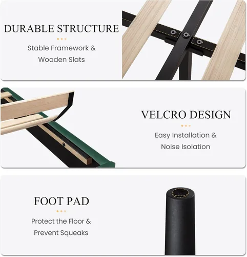 Vista 6 de SHA CERLIN Base de cama de terciopelo tamaño King con cabecera capitoné de canal vertical, plataforma tapizada con listones de madera, no necesita