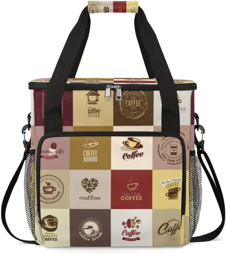 Vista 24 de Bolsa de transporte de viaje para cafetera, color amarillo, para café, compatible con Keurig K-Mini o Plus, portátil, con bolsillos para cápsulas