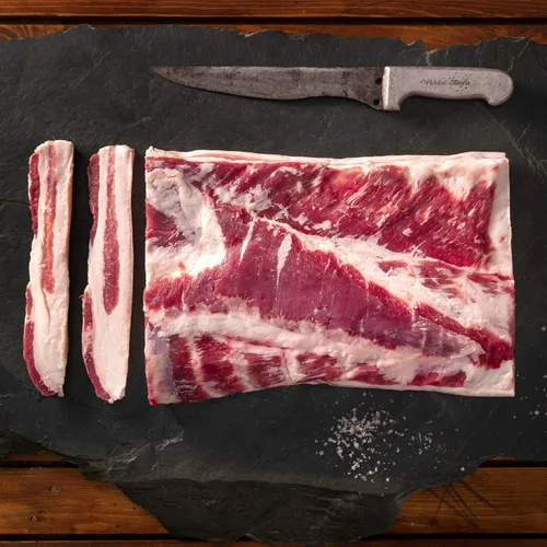 Panceta Española Ibérica Congelada Cerdo Crudo Sin Curar Grasa del Vientre Forma España - aprox. 9 lb / 4 kg - GARANTIZADO POR LA NOCHE