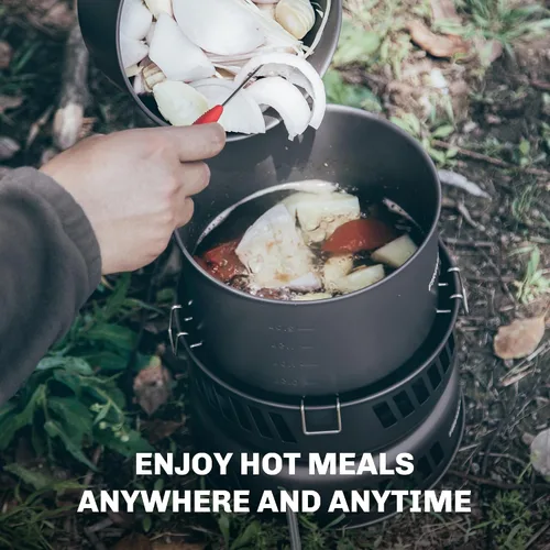 Vista 11 de Juego de Cocina Versátil al Aire Libre Fire Maple, Estufa de Gas de Aluminio, Kit de Utensilios de Cocina para Acampada Compacto y Duradero