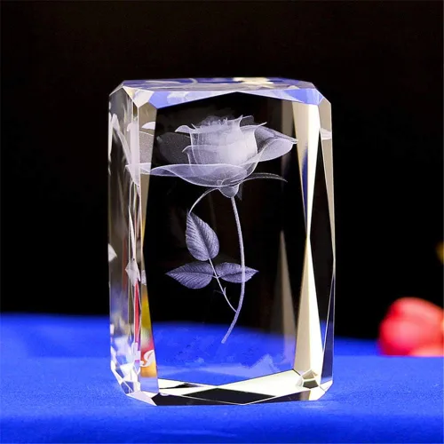 Vista 7 de Cubo de cristal de cristal modelo águila pisapapeles 3D grabado láser Figuras Feng Shui Souvenirs Crafts (Australia)