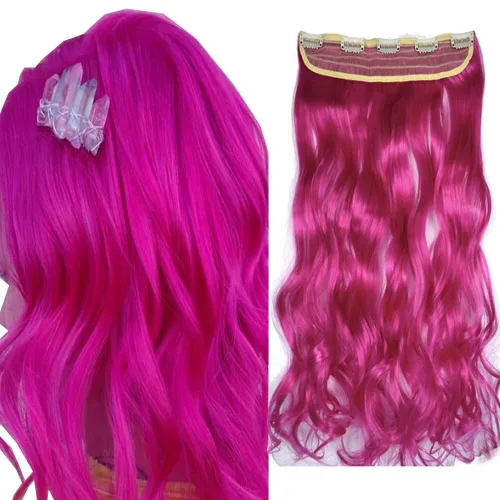 Vista 10 de iLUU Extensiones de cabello sintético de 24 pulgadas, 4.23 onzas, color negro, 5 clips, extensiones de cabello sintético resistentes al calor
