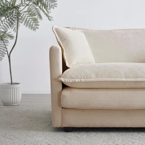 Vista 8 de Modular Couch Sectional Couches Sofa U-Shaped Reversible Chaise with Double Ottomans, Large Sectional Sofa for Living Room,Beige-4Seat