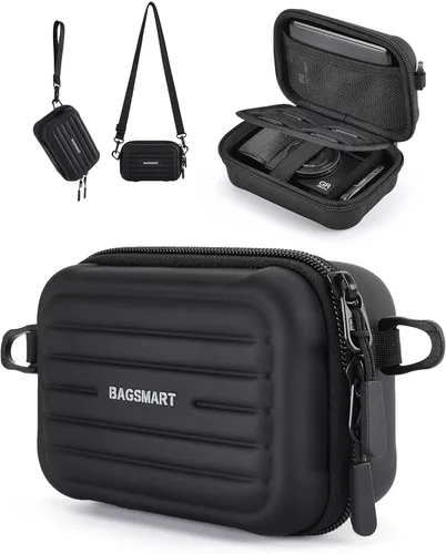 Vista 9 de BAGSMART Funda para cámara digital, impermeable y protectora para cámara pequeña con 2 formas de transporte, bolsa ligera para cámara Canon Beige