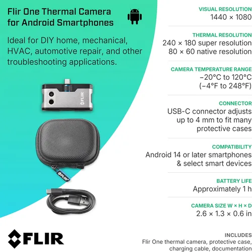 Vista 9 de FLIR One - Cámara de Imágenes térmicas para teléfonos inteligentes Android (USB-C), Super Resolución 240x180 (IR nativa 80x60)