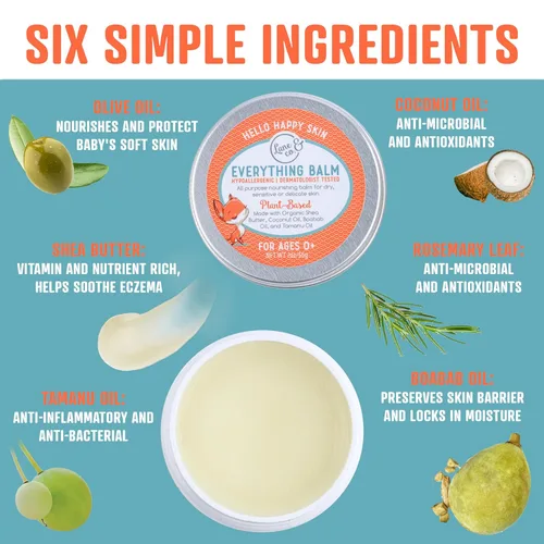 Vista 2 de Lane & Co Everything Balm - Bálsamo para el cuidado del bebé a base de plantas para sarpullido del pañal, tapa de cuna, labios agrietados, piel
