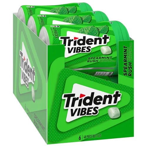 Vista 10 de Trident Vibes Spearmint Rush - Goma de mascar sin azúcar, 6 botellas de 40 piezas (240 piezas en total)