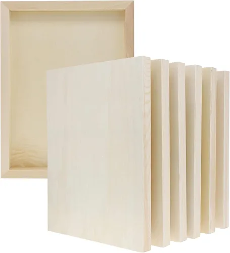 Vista 11 de Bright Creations Tableros de lona de madera (paquete de 6), 4 x 4 pulgadas, 0.85 pulgadas de grosor, material de madera de pino, superficie lisa, 6