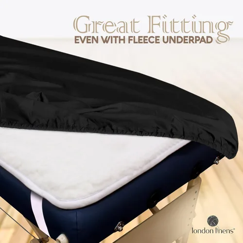 Vista 5 de London Linens Juego de sábanas de microfibra suave para mesa de masaje de 3 piezas, incluye funda para mesa de masaje, sábana bajera ajustable