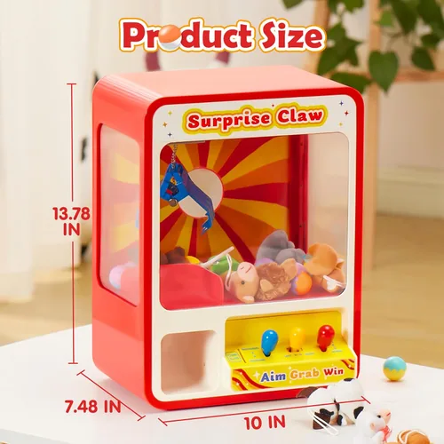 Vista 7 de JOYIN Claw Machine - Juguete de arcade con luz LED y sonido ajustable, juguetes dispensadores recargables, mini máquina expendedora para niños