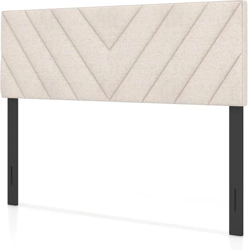 Vista 23 de Giantex Cabecero Tapizado de Lino, Cabecero con Botones Capitoné de Ancho Ajustable Solo con Patas de Madera Maciza, Se Fija al Marco, Cabeceros