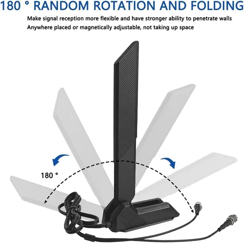 Vista 2 de JINTAI Antena WiFi 6 6E Tri Band 6GHz 5.8GHz 2.4GHz Base magnética Antena de repuesto para PC Computadora de escritorio Asus Rog Strix Gigabyte