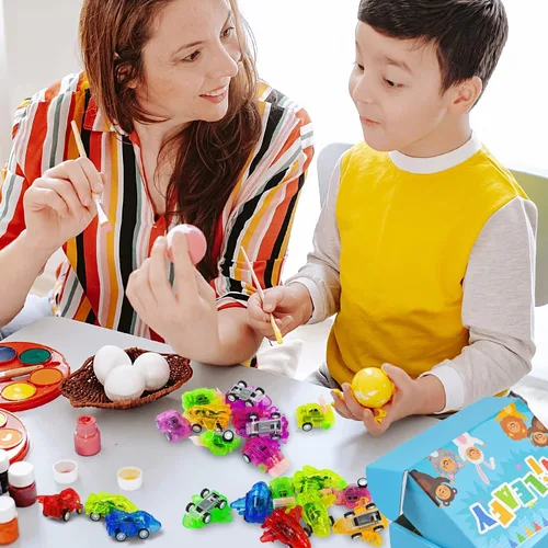 Vista 9 de Vileafy 50 mini autos de tracción para niños – rellenos de huevos de Pascua, bolsas de regalos de cumpleaños, recompensas de aula, recuerdos