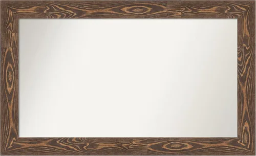 Vista 263 de Amanti Art Espejo de baño marrón para sobre fregadero, 26 x 26 pulgadas, espejo de tocador cuadrado marrón rústico Alexandria, marco de madera