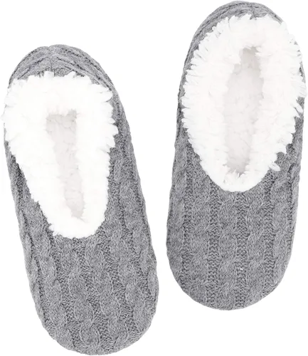 Panda Bros Calcetines tipo pantufla para mujer con pinzas, calcetines mullidos para mujer con parte inferior antideslizante, pantuflas acogedoras y