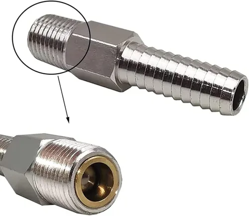 Vista 6 de Paquete de 2 válvulas antisifón para motor y tanque, aluminio, 1/4 pulgadas NPT, dimensión de identificación de manguera de 3/8 pulgadas