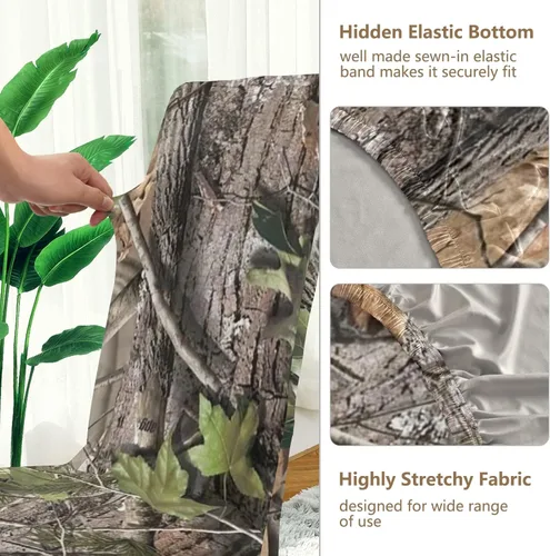 Vista 3 de Ollabaky Juego de 4 fundas protectoras para sillas de comedor vintage de camuflaje, elásticas, extraíbles y lavables, para sala de estar, hotel