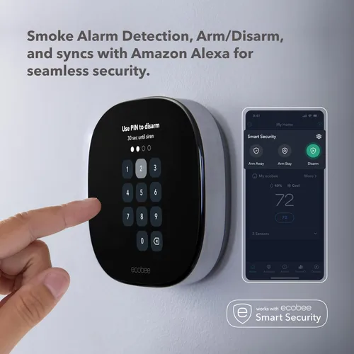 Vista 7 de ecobee Termostato inteligente prémium con sensor inteligente y monitor de calidad del aire, termostato Wifi programable, funciona con Siri, Alexa