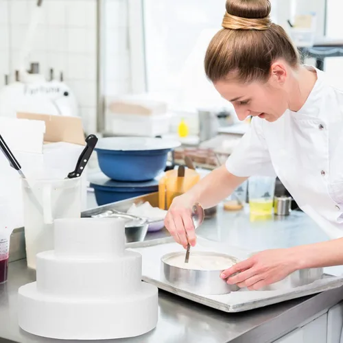 Vista 7 de Angoily Muñecos redondos de espuma de 3 niveles, 3 tamaños, pastel de boda falso, espuma para decoración y exhibición de bodas