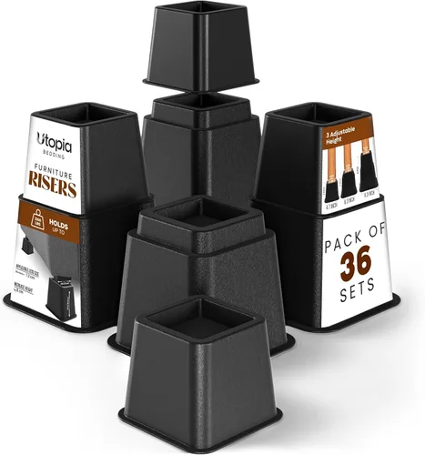 Vista 14 de Utopia Bedding - Elevadores de cama ajustables de 3, 5, 8 pulgadas - Juego de 4 elevadores de muebles resistentes para camas, sofá y escritorio