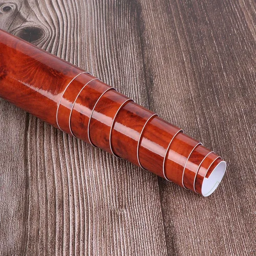 Vista 2 de Vinilo autoadhesivo de grano de madera de alto brillo para el interior del automóvil, calcomanías autoadhesivas de película DIY, rollo impermeable