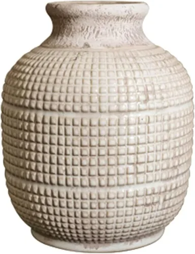 Florero de cerámica de mesa retro liso con textura de porcelana, tarro de cerámica vintage, estilo campestre, adorno decorativo (5.1 x 6.3 in)
