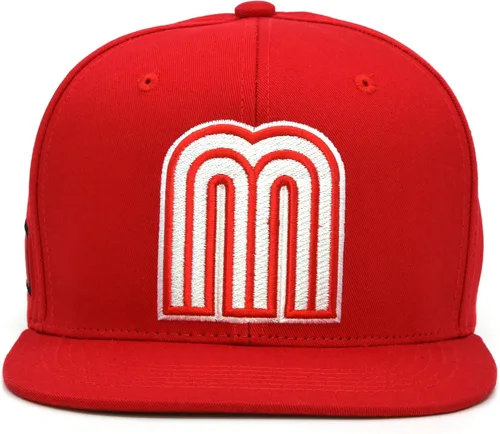 Vista 9 de Gorra acrílica de béisbol de México con diseño de bandera 3D M Flat Bill México Todo negro