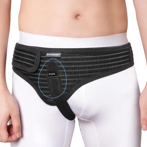 Vista 11 de VELPEAU Cinturón para hernia para hombres y mujeres - Braguero de sujeción bilateral/doble para hernia inguinal, soporte para hernia inguinal, funda