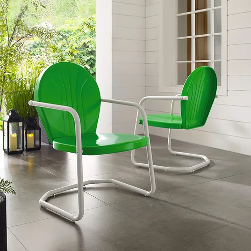 Vista 5 de Crosley Furniture CO1001A-AQ Griffith - Silla retro de exterior, de metal Aguamarina
