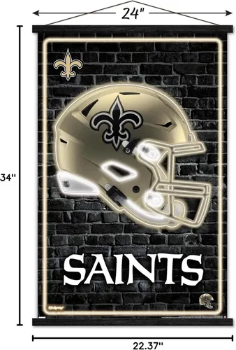 Vista 7 de Trends International NFL New Orleans Saints - Póster de pared con casco neón 23 con marco magnético