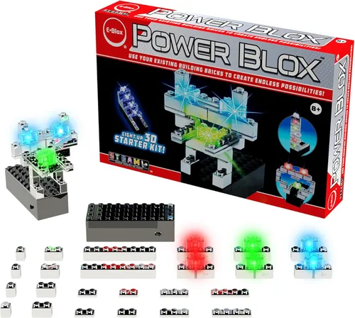 Vista 3 de E-Blox Power Blox Builder - Kit de iniciación con bloques de construcción con luz LED 3D para niños a partir de 8 años