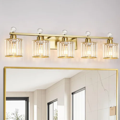 Vista 20 de Lxybcce Lámpara de tocador de baño de 18.8 pulgadas con pantallas de cristal transparente, accesorio moderno cromado de 3 luces para espejo, fácil