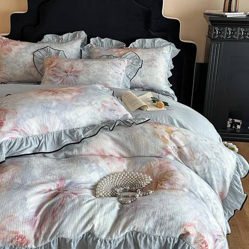 Vista 52 de Shabby Chic - Juego de funda de edredón floral, tamaño individual, 3 piezas, 100% algodón, estética, funda de edredón y 2 fundas de almohada, suave