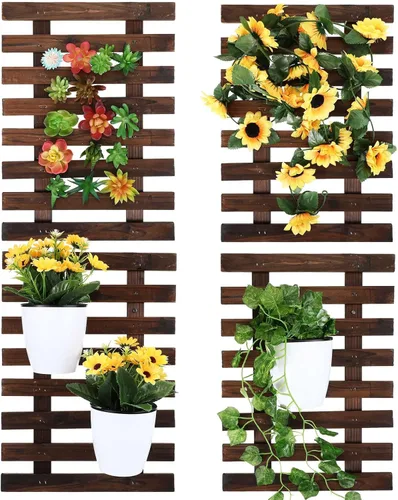 Weysat 4 macetas de pared de madera para orquídeas colgantes para plantas de interior, soporte de pared, soporte para plantas, soporte para plantas