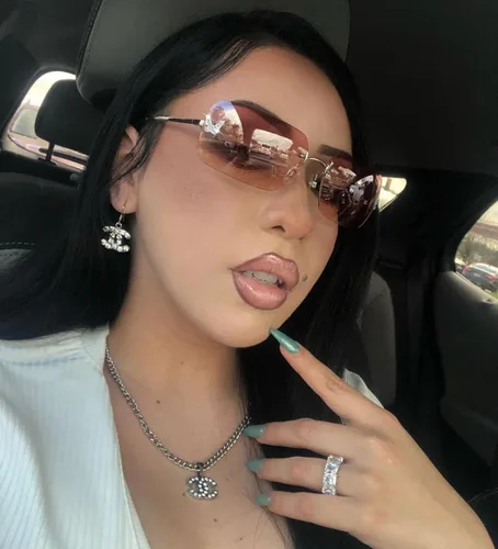 Vista 6 de Gafas de sol rectangulares Y2k para mujer, gafas de sol modernas sin montura retro cuadradas vintage